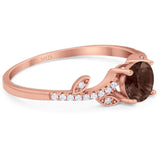 Round Natural Stone Leaf Style Ring