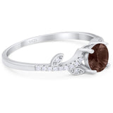 Round Natural Stone Leaf Style Ring