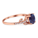 Art Deco Round Natural Stone Leaf Style Ring