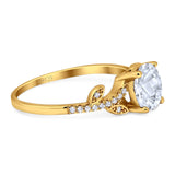 Art Deco Round Natural Stone Leaf Style Ring