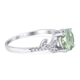 Art Deco Round Natural Stone Leaf Style Ring
