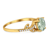 Art Deco Round Natural Stone Leaf Style Ring