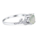 Art Deco Round Natural Stone Leaf Style Ring