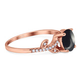 Art Deco Round Natural Stone Leaf Style Ring