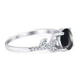 Art Deco Round Natural Stone Leaf Style Ring