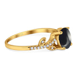 Art Deco Round Natural Stone Leaf Style Ring