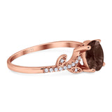 Art Deco Round Natural Stone Leaf Style Ring