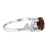 Art Deco Round Natural Stone Leaf Style Ring