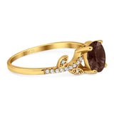 Art Deco Round Natural Stone Leaf Style Ring