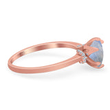 Art Deco Round Natural Stone Halo Ring