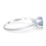 Art Deco Round Natural Stone Halo Ring