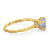 Art Deco Round Natural Stone Halo Ring