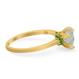 Art Deco Round Natural Stone Halo Ring