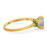Art Deco Round Natural Stone Halo Ring