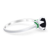 Art Deco Round Natural Stone Halo Ring