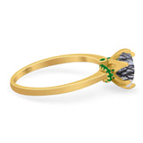 Art Deco Round Natural Stone Halo Ring
