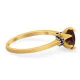 Art Deco Round Natural Stone Halo Ring