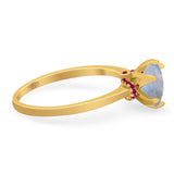 Art Deco Round Natural Stone Halo Ring