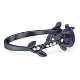 Round Natural Stone Leaf Style Ring