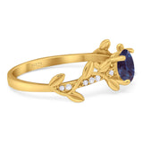 Round Natural Stone Leaf Style Ring