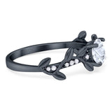 Round Natural Stone Leaf Style Ring