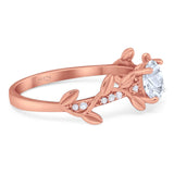 Round Natural Stone Leaf Style Ring