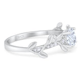 Round Natural Stone Leaf Style Ring