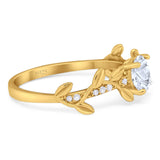 Round Natural Stone Leaf Style Ring