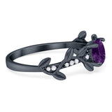 Round Natural Stone Leaf Style Ring