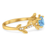 Round Natural Stone Leaf Style Ring