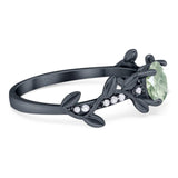 Round Natural Stone Leaf Style Ring