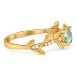 Round Natural Stone Leaf Style Ring