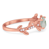 Round Natural Stone Leaf Style Ring