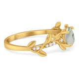 Round Natural Stone Leaf Style Ring