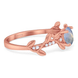 Round Natural Stone Leaf Style Ring