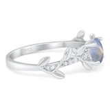 Round Natural Stone Leaf Style Ring