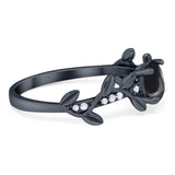 Round Natural Stone Leaf Style Ring