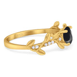 Round Natural Stone Leaf Style Ring