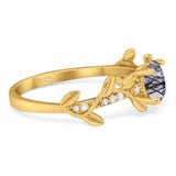 Round Natural Stone Leaf Style Ring