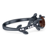 Round Natural Stone Leaf Style Ring