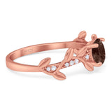 Round Natural Stone Leaf Style Ring