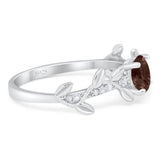 Round Natural Stone Leaf Style Ring