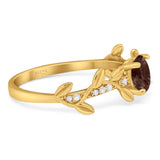 Round Natural Stone Leaf Style Ring