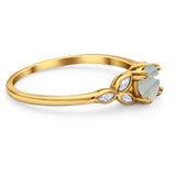 Art Deco Round Natural Stone Floral Ring