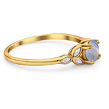 Art Deco Round Natural Stone Floral Ring