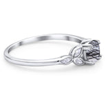 Art Deco Round Natural Stone Floral Ring