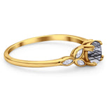 Art Deco Round Natural Stone Floral Ring