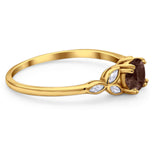 Art Deco Round Natural Stone Floral Ring