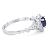 Vintage Style Round Natural Stone Wedding Ring