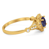 Vintage Style Round Natural Stone Wedding Ring